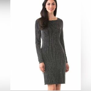 Michael Kors Women's Long Sleeve Midi Dress Silver Detailing Shimmer XS
